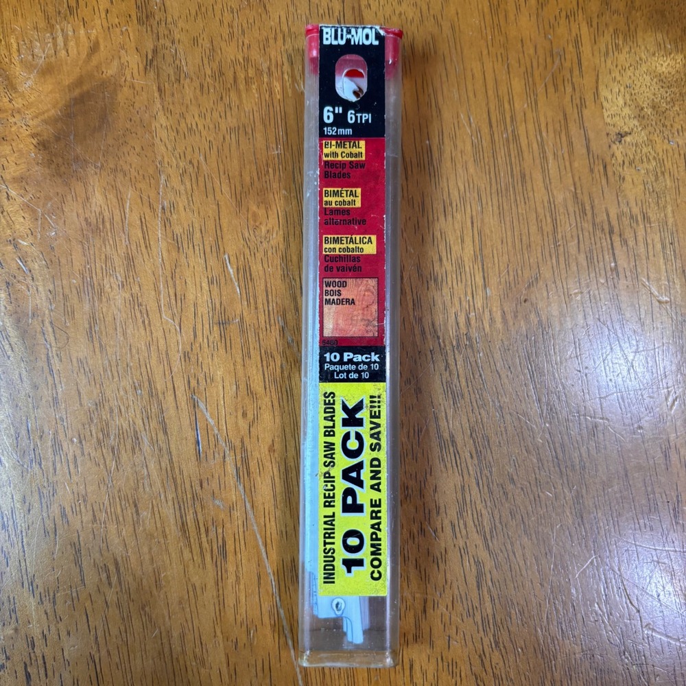 Blu-Mol 6 Inch 6 TPI Bi-Metal Cobalt Reciprocating Saw Blades 10 Pack 5480